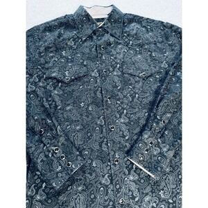 Drysdales Western Shirt Men's Medium Paisley Pearl Snap Long Sleeve Cowboy Rodeo